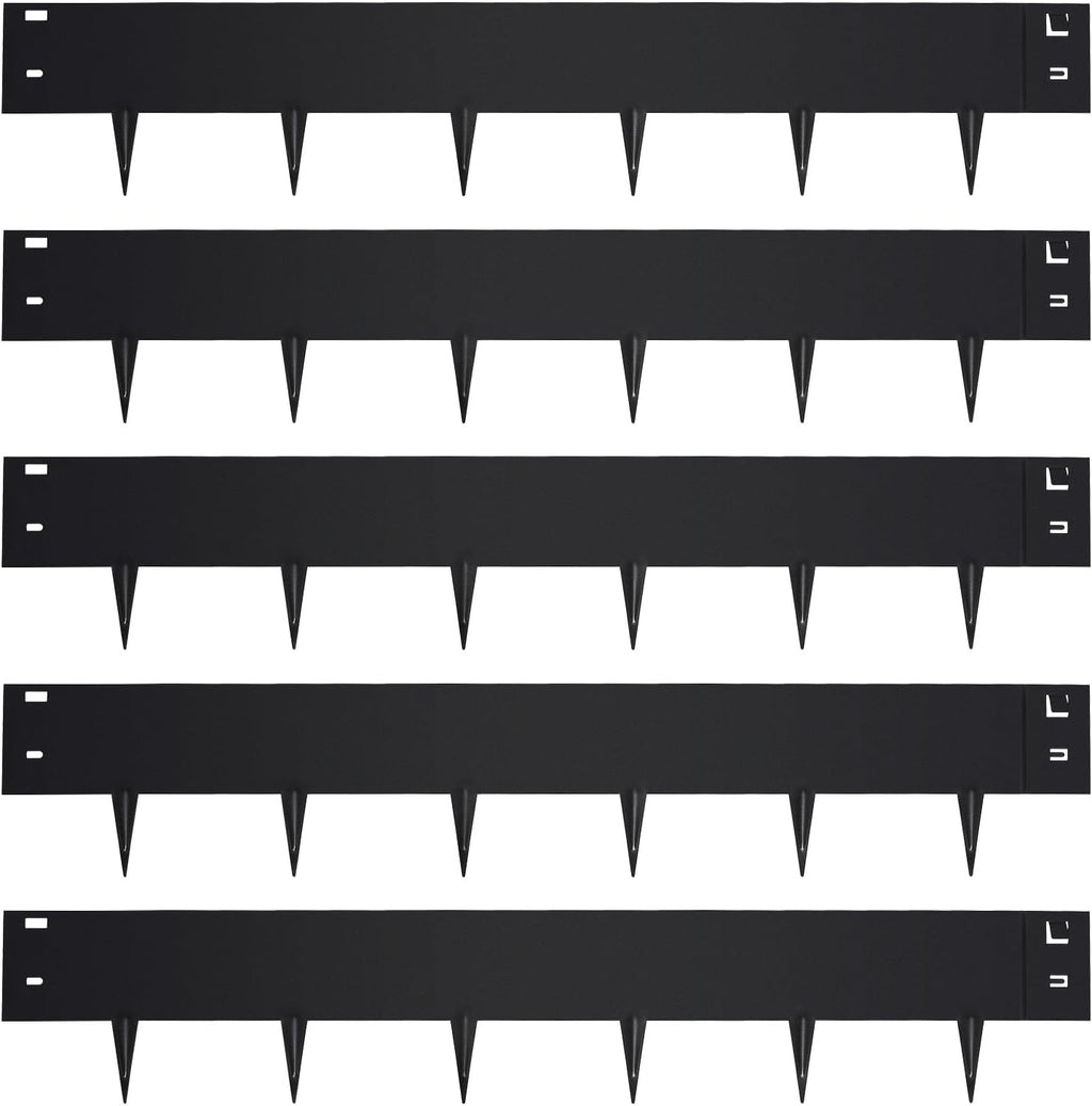 Garden 5PCS Steel Landscape Lawn Edging - 40" L x 7" H (16.7ft Total) Galvanized Steel Landscape Lawn Edging Dentoid Bendable Metal Strips - in Edging Border w/ 6 Clips - Yard Pathway Divider