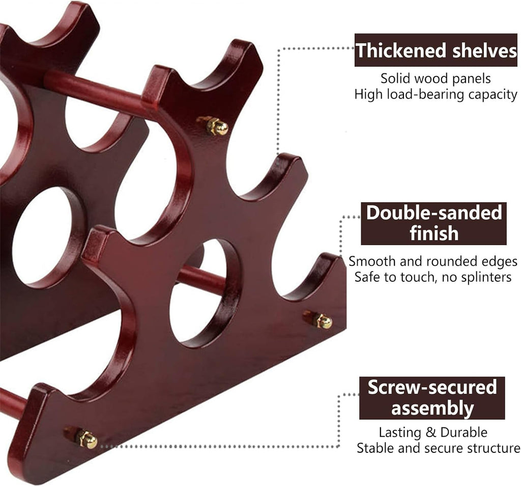 Wood Wine Rack,Wine Storage Cabinet Shelf,Easy-Assembly Freestanding Wood Bottle Racks Countertop for Kitchen Pantry Dining Room (Brown, D:9.6 * 6.2 * 6.2inch(Holds 3 Bottles))