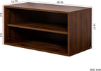 Walnut Stackable Storage Cabinet, 2 Tier Open Front Bookcase Organizer Shelf