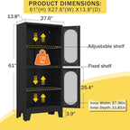 Erosoei Pantry Cabinet, 61" with Acrylic Glass Doors and Adjustable Shelves, Metal Kitchen Cabinet for Multiple Rooms