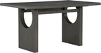 Merax Wood Dining Table Set for 6, Rectangular Tabletop/Upholstered Chairs/Retro Geometric Design, Ideal for Dining-Room and Kitchen, Grey