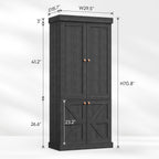 ivaniti 70.8" Tall Farmhouse Kitchen Pantry Cabinet with Glass Doors, Modular Storage Cabinet with 6-Tier Adjustable Shelves, Large Storage Cabinet for Kitchen or Living Room, Set of 3, Black