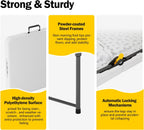 4 Feet Folding Table Adjustable Height with Carry Handle, Steel Legs | Heavy Duty | Lightweight Portable | Perfect for Party, Dining, Wedding, Events, Picnic Indoor, Outdoor, Camping, Utility