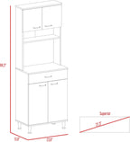 Della 60 Kitchen Pantry with Countertop, White - Open & Closed Storage, Microwave Stand