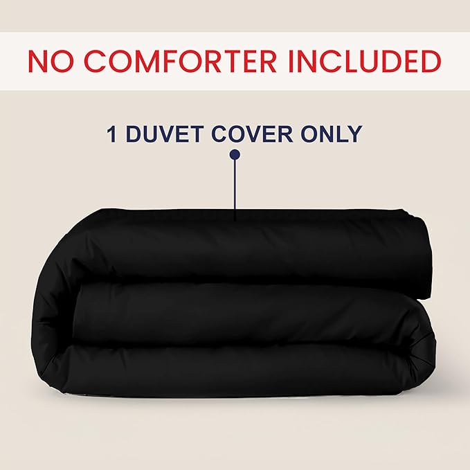 Kotton Culture 1 Pc Custom Size Duvet Cover Only -100% Egyptian Cotton Sateen 600 Thread Count Ultra Soft Premium Durable Comforter Cover Zipper Closure & Corner Ties (Black, Custom)