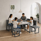 XIAO WEI Corner Dining Table Set for Small Spaces, 70 Inch Breakfast Nook with Storage Banquette, 5 Piece Dining Set with Upholstered Bench, Modern Grey