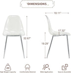 Baysitone Clear Dining Chairs Set of 12, Modern Kitchen Chairs with Transparent Seat, Acrylic Accent Side Chairs with Metal Legs for Dining Room, Kitchen, Living Room with Silver