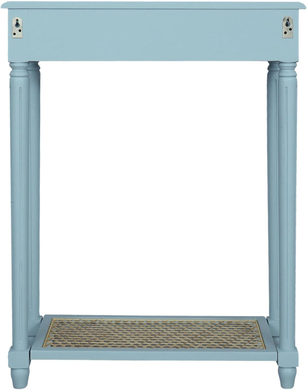 East at Main Lenora Console Table – 23.75” Narrow Entryway Table with Storage & Cane Shelf – Solid Wood Accent for Hallways, Foyers, and Small Spaces – French Country & Traditional Style (Powder Blue)