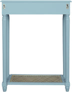 East at Main Lenora Console Table – 23.75” Narrow Entryway Table with Storage & Cane Shelf – Solid Wood Accent for Hallways, Foyers, and Small Spaces – French Country & Traditional Style (Powder Blue)