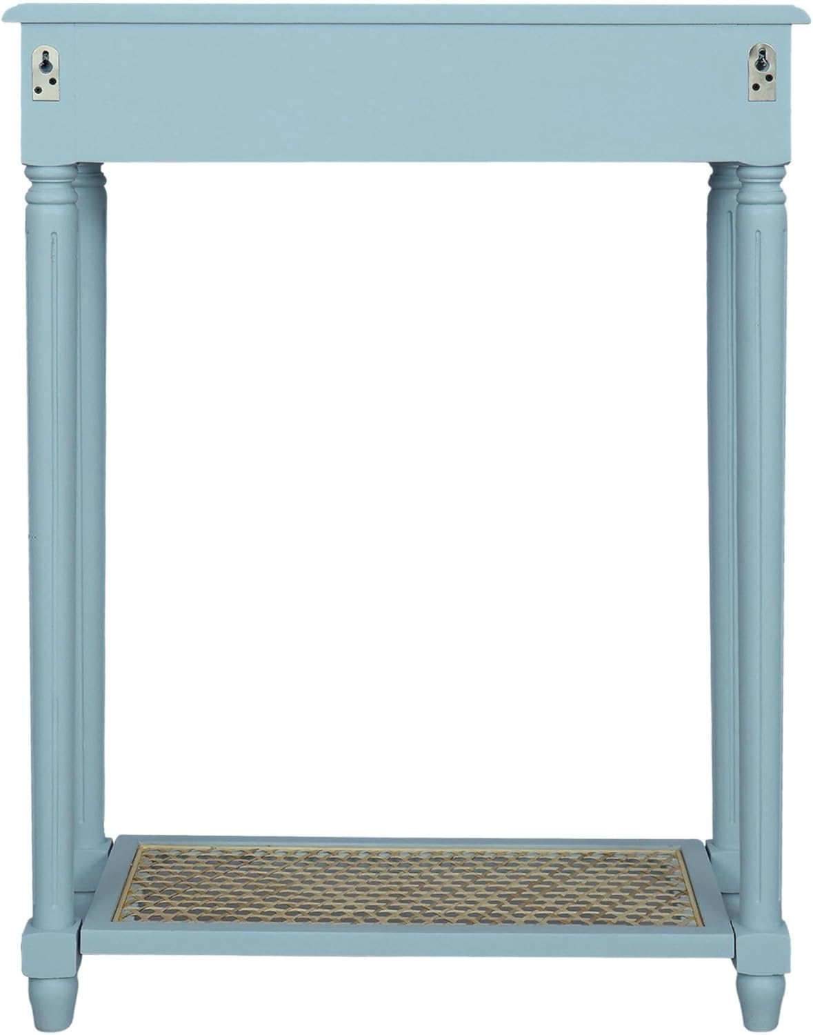 East at Main Lenora Console Table – 23.75” Narrow Entryway Table with Storage & Cane Shelf – Solid Wood Accent for Hallways, Foyers, and Small Spaces – French Country & Traditional Style (Powder Blue)
