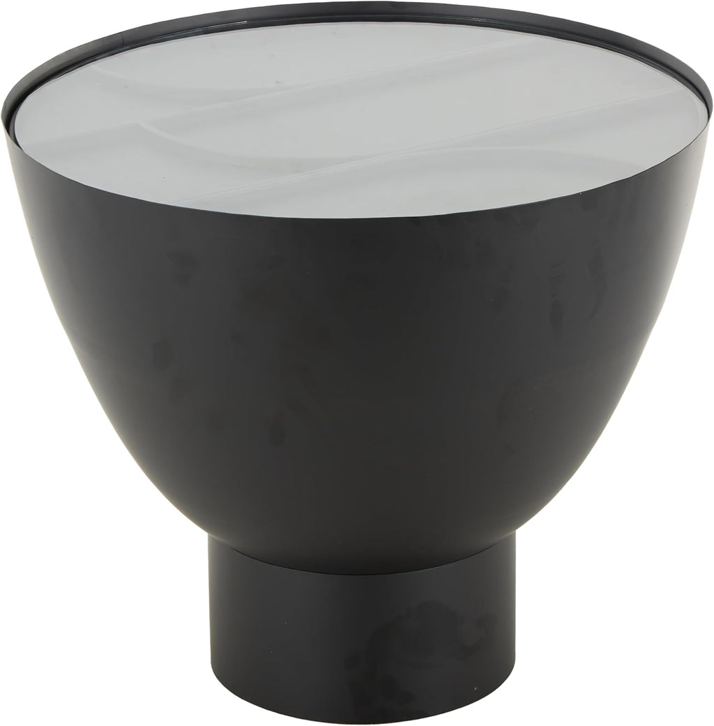 Deco 79 Metal Geometric Side End Accent Table End Table with Glass Tabletop and Elevated Base, Side Table 22" x 22" x 19", Black