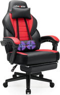 LEMBERI Big and Tall Gaming Chair, 400lb Capacity, Red | Heavy-duty steel frame, wide seat & high back, PU leather, reinforced footrest, linkage armrests for PC desk & office