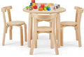 Kids Table and 4 Chairs Set - Round Table and Chair Set for Children, EN71 Certified, Birch Veneer - Wooden Dining Play Set for Children, Durable Wooden Play Table and Chairs, Solid Wood