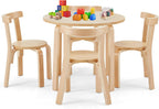 Kids Table and 4 Chairs Set - Round Table and Chair Set for Children, EN71 Certified, Birch Veneer - Wooden Dining Play Set for Children, Durable Wooden Play Table and Chairs, Solid Wood