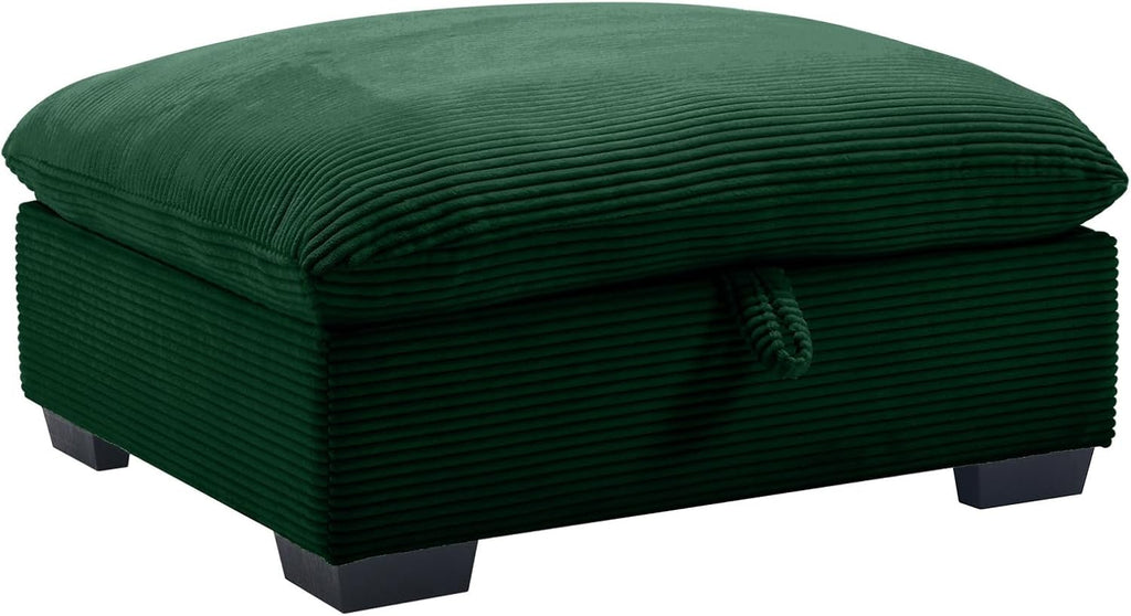 Corduroy Fabric Ottomans Footrest to Combine with 2 Seater Sofa, 3 Seater Sofa and 4 Seater Sofa, Green Corduroy