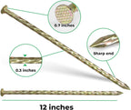 12 Inch Landscape Stakes,Galvanized Metal Garden Stakes,Metal Edging Anchoring Spikes for Artificial Turf, Paver Edging, Weed Barrier, Tent, Camping, Carpentry,（ 20 Pack）