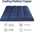 Mattress Topper Full for Back Pain, Extra Thick Mattress Pad Cover, Plush Pillow Top, Deep Elastic Pocket, Navy