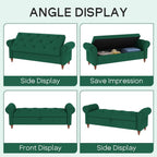 NIOIIKIT 63'' Storage Ottoman Bench Tufted Entryway Bench Dark Green Velvet | Button Tufted End of Bed, Large Storage Space, Rolled Armed Ottoman Couch Long Bench for Bedroom, Living Room, Hallway