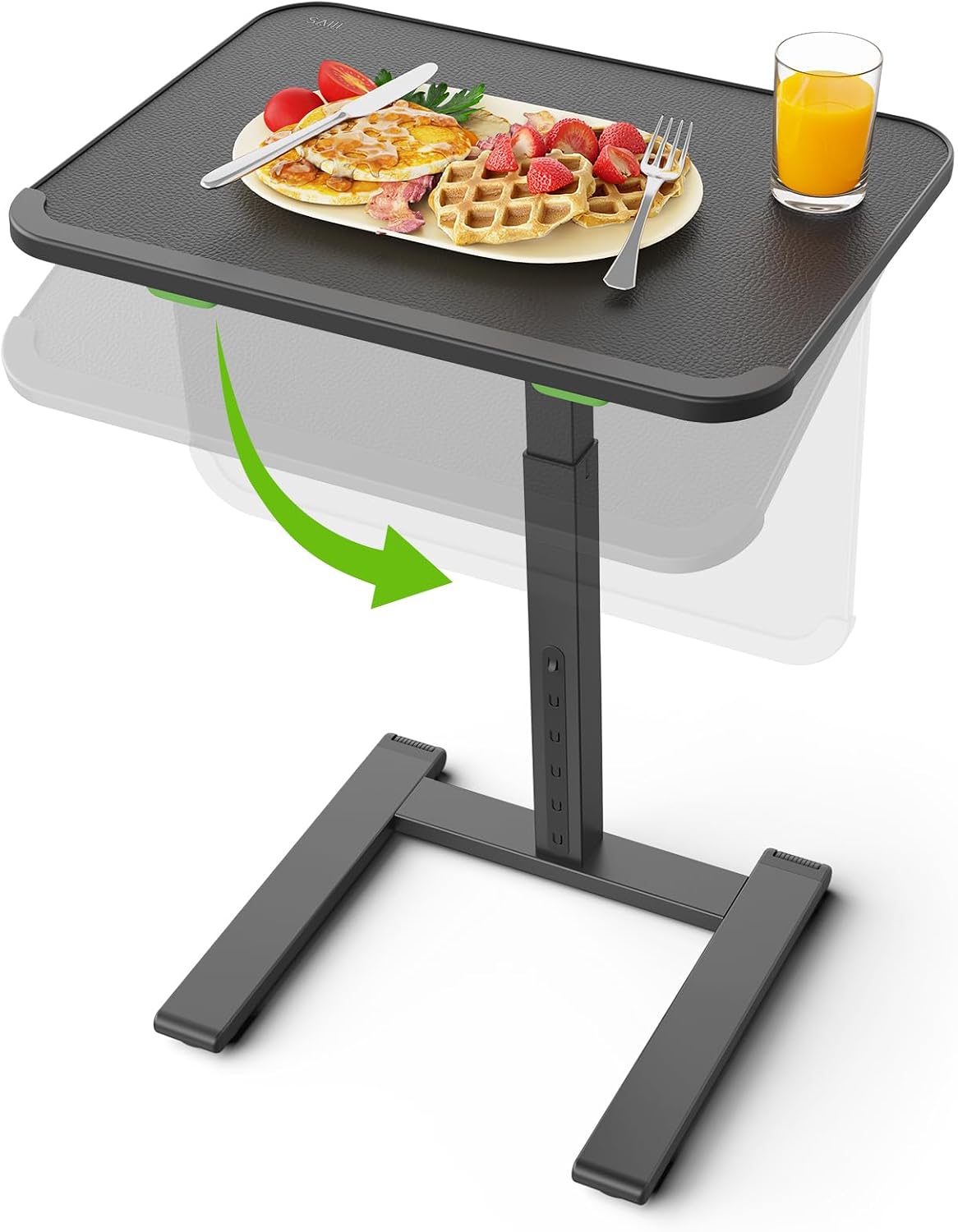 SAIJI Sturdy TV Tray Table with Wheels, Heavy Duty Metal TV Trays for Couch | Height & Tilt Adjustable Desk for Bed, Sofa, Recliner, Portable Small Foldable Tables, Rolling Tray for Eating in Living Room