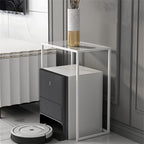 Tall Telephone Stand, Slim Side Table Narrow End Table Rectangular Glass Coffee Table Waterproof Storage Tables for Living Room, Office and Hallway，White 50 * 40 * 65cm