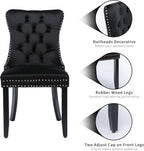 ODUSE-DAILY Black Velvet Dining Chairs Set of 4, Kitchen & Dining Room Chairs, Four Fabric Tufted Dinning Chairs, Velvet Upholstered, Wing Back, Metal Pull Ring, Wood Frame, Mid Century Modern