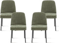 COLAMY Dining Chairs Set of 4, Modern Dining Chairs, Fabric Upholstered Dining Chairs, Kitchen Chairs with Curved Back and Metal Legs for Dining Room Kitchen Restaurant, Green