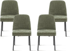 COLAMY Dining Chairs Set of 4, Modern Dining Chairs, Fabric Upholstered Dining Chairs, Kitchen Chairs with Curved Back and Metal Legs for Dining Room Kitchen Restaurant, Green