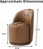 Swivel Barrel Dining Chairs, Upholstered Modern Accent Chair for Living Room, Bedroom, Makeup Vanity, Dining Room, Kitchen (Swivel Leather Brown, Set of 6)