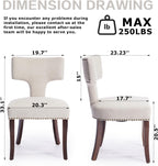 SoarFlash Modern Wooden Dining Chairs Set of 6, Farmhouse Linen Fabric Upholstered Accent Chair Curved Backrest with Copper Nails Around,Kitchen Chairs with Hardwood Frame, Beige