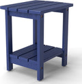 2-Tier Adirondack Side Table 17" with Double Shelf, Easy Assembly Solid Wood End Table,Outdoor & Indoor Small Table for Living Room,Patio, Poolside, Porch - Weather Resistant Navy Blue