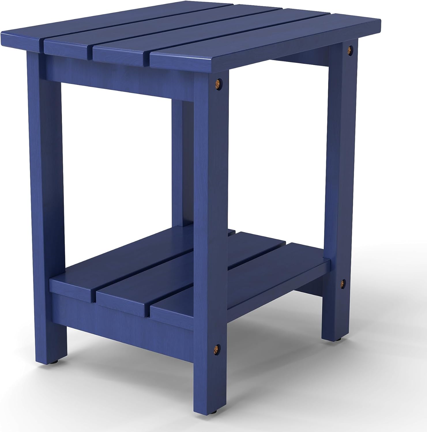 2-Tier Adirondack Side Table 17" with Double Shelf, Easy Assembly Solid Wood End Table,Outdoor & Indoor Small Table for Living Room,Patio, Poolside, Porch - Weather Resistant Navy Blue