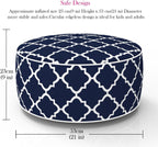 Outdoor Inflatable Ottoman Cover Round 21x9 Inch Navy Geometric Pattern Patio Foot Stools and Ottomans Cover