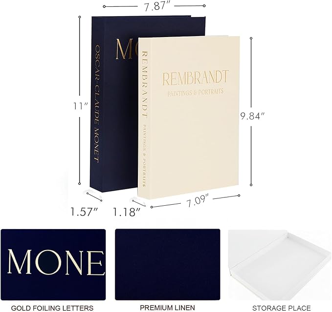 Decorative Books for Home Decor - Coffee Table Books Decor-2Pcs Linen Decorative Boxes, Aesthetic Fake/Faux Book for Modern Home,shelf décor or Mantle Decor,for Jewelry Box and Photo Storage