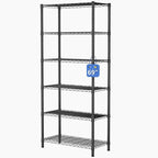 6 Tier Adjustable Storage Shelves,Heavy Duty Metal Utility Shelf 900LBS Capacity,Wire Shelving Unit Organizer Rack for Home,Kitchen,Office,Bathroom,Pantry Room,12" D x 22" W x 69" H,Black
