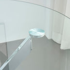 47.2“ Round Dining Table for 4, Contemporary Tempered Glass Dining Table, Small Dinner Table with Silver Metal Base, Round Clear Kitchen Table Writing Desk for Dining Kitchen