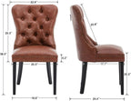 CIMOTA Brown Leather Dining Chairs Set of 8 Mid Century Modern Dining Room Chairs Tufted Upholstered Kitchen Dining Chairs Comfortable Side Chairs with Nailhead Trim/Ring Back (PU /8PCS)