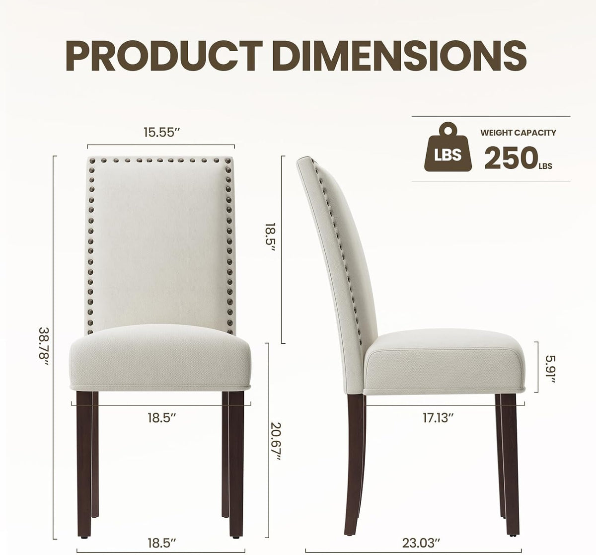 MALOL Velvet Dining Chairs Set of 2, Upholstered Kitchen Chairs with Thick Cushion & Solid Wood Legs, Adjustable Foot Pads, Elegant Chairs for Dining Room/Kitchen/Living Room