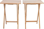 (2 Pcs) 26" Folding Tray Tables, Solid Rubberwood, Small Folding Table,Natural Wood Finish