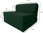 D&D Futon Furniture Sleeper Chair Folding Foam Bed, Portable Studio Guest Sofa Beds 6 x 36 x 70 Hunter Green