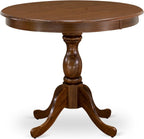 East West Furniture AMT-AWA-TP Antique Kitchen Table - a Round Dining Table Top with Pedestal Base, 36x36 Inch, Walnut