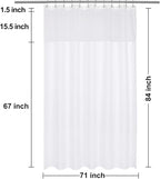 N&Y HOME Extra Long Waffle Weave Shower Curtain with Snap-in Fabric Liner Set, 12 White Hooks Included - 71" x 84", Hotel Style & Mesh Top, Machine Washable & Water-Repellent - 71x84, White
