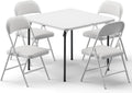 Folding Table and Chairs Set for 4, 36 Inch Foldable Card Table with Carrying Handle & 4 PU Leather Padded Folding Chairs, Portable Indoor Outdoor Dining Table Set for Picnic, Camping, RV, Game Night