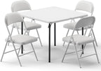 Folding Table and Chairs Set for 4, 36 Inch Foldable Card Table with Carrying Handle & 4 PU Leather Padded Folding Chairs, Portable Indoor Outdoor Dining Table Set for Picnic, Camping, RV, Game Night