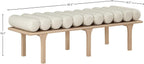 Meridian Furniture 22007Cream Landon Collection Art Deco Bench with Soft Vintage Cream Vegan Leather and Solid Wood with Natural Oak Finish, 60.5" W x 19.5" D x 18.5" H, Cream