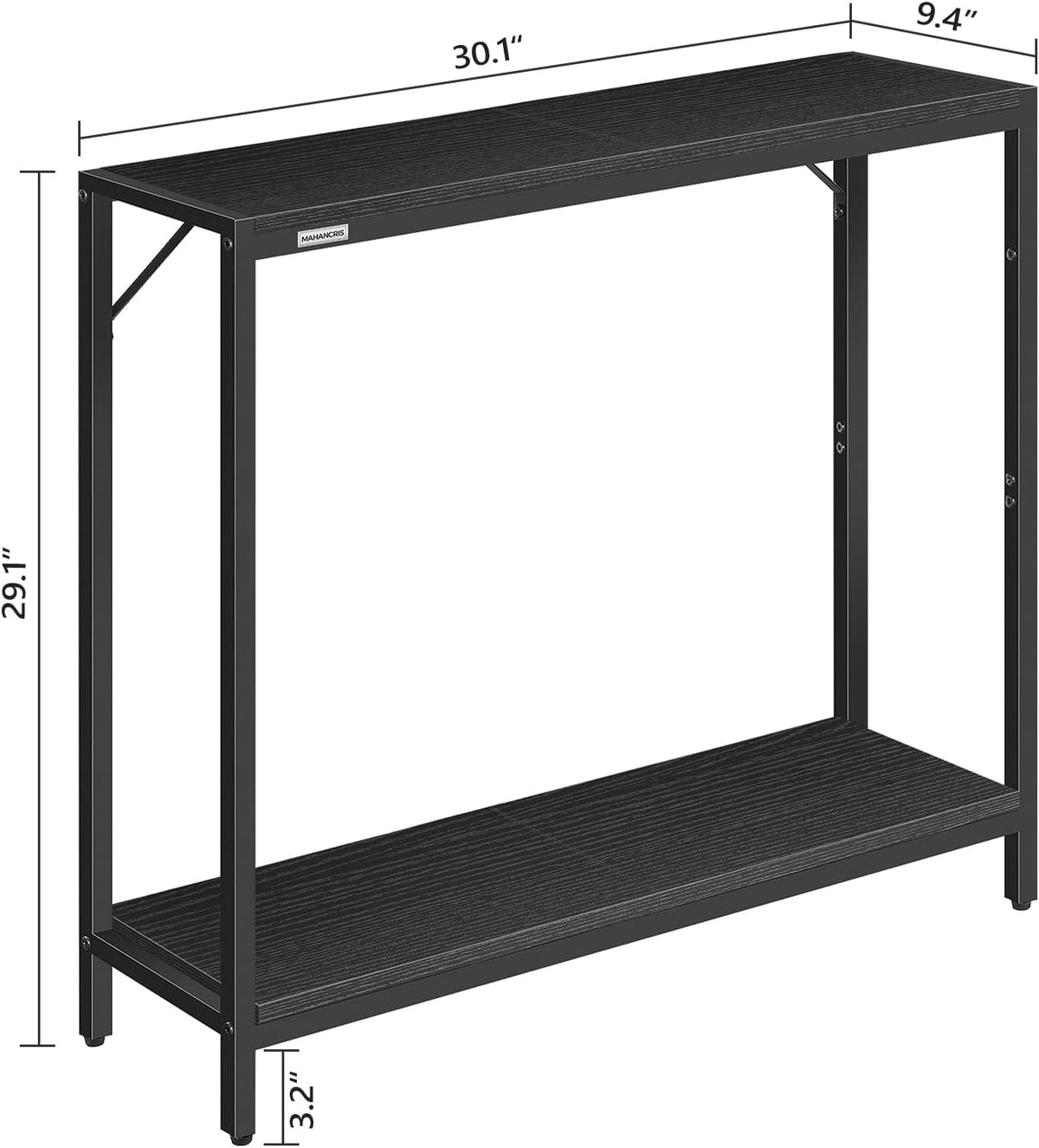 MAHANCRIS 30" Narrow Console Table, 2-Tier Small Entryway Table with Shelf, Thin Sofa Table with Shelves, Behind Couch Table for Living Room, Hallway, Foyer, Corridor, Office, Black CTHB27601