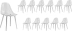 Baysitone Clear Dining Chairs Set of 12, Modern Kitchen Chairs with Transparent Seat, Acrylic Accent Side Chairs with Metal Legs for Dining Room, Kitchen, Living Room with Silver
