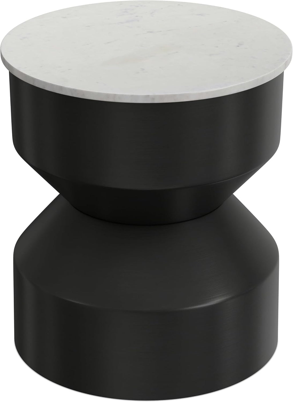 SIMPLIHOME Maxine Side Table - 18 inch Wide Genuine Marble Top Round Accent Table in Black/White, Modern End Table or Metal Table with Black Base for Living Room or Bedroom, Assembled