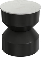 SIMPLIHOME Maxine Side Table - 18 inch Wide Genuine Marble Top Round Accent Table in Black/White, Modern End Table or Metal Table with Black Base for Living Room or Bedroom, Assembled