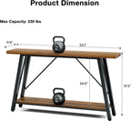 GAZHOME Console Table with Storage Shelf - Industrial Style Sofa Table Behind Couch for Living Room & Entryway, Rustic Brown,53.1 Inch