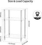 Clear Acrylic Record Player Stand with Vinyl Storage, 15.75" L x 11.81" W x 24.5" H, 3 Tier Small Side Turntable Table with Album Shelf, Modern Bedside End Table for Living Room, Bedroom